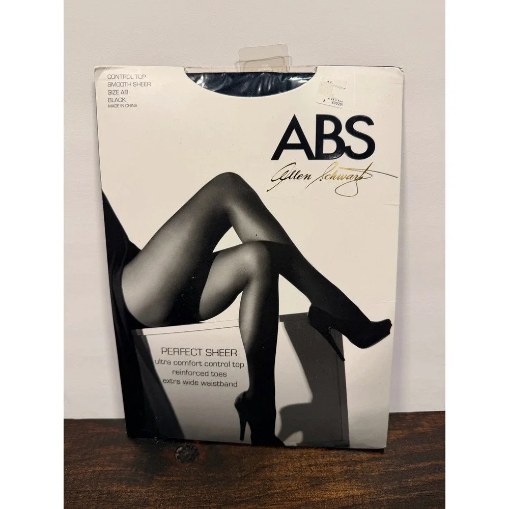 ABS‎ Allen Schwartz Perfect Sheer Control Top Pantyhose Black Sz AB AB4030AB-BK